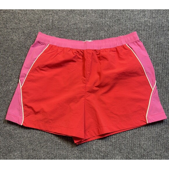 Urban Outfitters BDG Shorts Womens Large Red Pink Jess Nylon Track Retro Y2K NEW - Picture 1 of 14